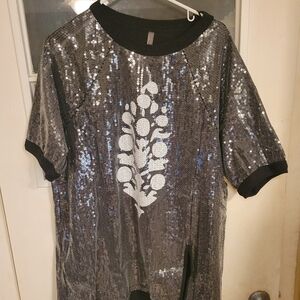 Free People Run Off Tee Black Combo sz xs